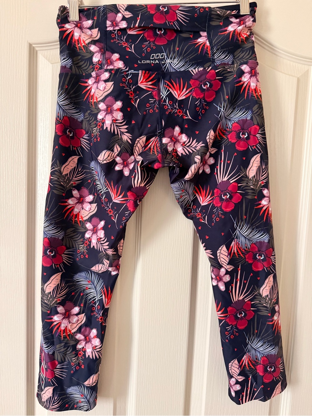 Lorna Jane Navy Leggings with Pink & Navy Floral Print - Mediium